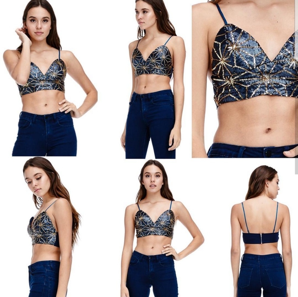 Sequin party bralette crop top NWT
